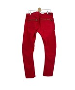 Rockstar Jeans 40 mens red denim distressed zippers straight leg  - £38.83 GBP