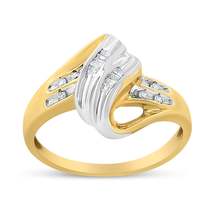 Exquisite 10k Yellow and White Gold Diamond Accent Bypass Ring - £568.29 GBP