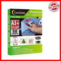 DTF Transfer Film 13”x19” - A3 Plus, 50 Sheets for Seamless DIY Printing - $51.40