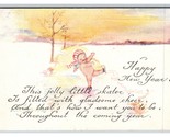 Baby Ice Skating Happy New Year Poem 1920 DB Postcard U11 - £3.90 GBP