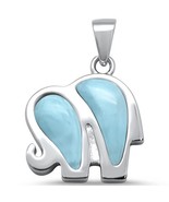 Sterling Silver Natural Larimar Elephant Pendant - $68.07 CAD