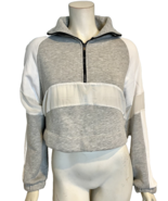 Urban Outfitters Gray and White 1/4 Zip Fleece Cropped Pullover Size XS - $32.57 CAD