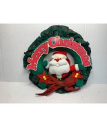 Merry Christmas Santa Claus Holiday Wreath Plush Fabric Holiday Decorati... - €21,64 EUR