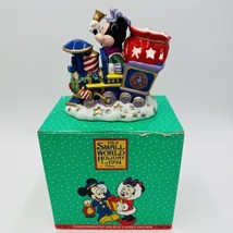 Disney Candleholder Mickey Train It&#39;s a Small World Christmas Vintage Boxed - $45.82