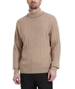 Kallspin Men&#39;s Wool Blend Cable-Knit Turtle Neck Sweater Coffee Size L - €6,47 EUR