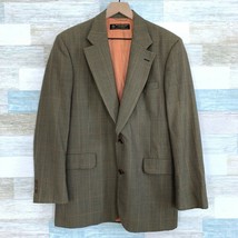 Brooks Brothers Wool Sport Coat Brown Plaid Two Button Vintage USA Mens 39R - £49.62 GBP