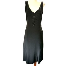 Moschino Cheap &amp; Chic Dress Sz 6 S Beaded Black Witchy Goth Drop Waist Flapper - $108.88