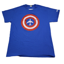 McClellan Jet Services Shirt Mens L Blue Aviation Graphic Tee Unisex Casual - £14.03 GBP