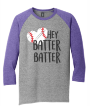 Women New District Made Gray Purple Raglan 3/4 Sleeve Baseball T Shirt 2XL - $12.95