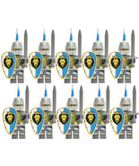 Medieval Kingdom Castle Blue Lion Knights Sword Army 10 Minifigures Set B - $17.89