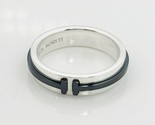 Size 8.5 Tiffany T Ring in Silver and Black Titanium Band Mens Unisex - $695.00