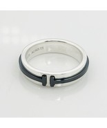 Size 8.5 Tiffany T Ring in Silver and Black Titanium Band Mens Unisex - £556.90 GBP