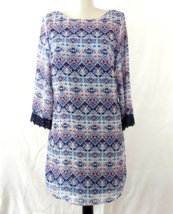 Juniors&#39; Speechless V-Back Shift Dress size 5 blue geo print - £11.99 GBP