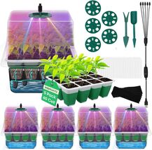 5-Pack Reusable Seed Starter Trays with Adjustable Grow Light &amp; Silicone... - $64.30