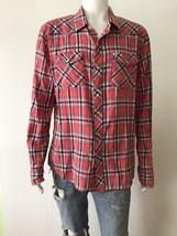 SALT VALLEY Western Red Plaid Pearl Snap Button Long Sleeve Shirt (Size XL) - £15.68 GBP