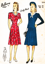 Misses&#39; Smart Style DRESS Vintage 1941 DuBarry Pattern 5219 Size 18 - £26.14 GBP