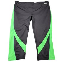 FILA Women Capri Size M Black Green Sporty Stretch Classic Athleisurewear Pants - £12.78 GBP