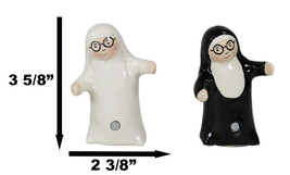 Black And White Dressed Dancing Nuns Cute Ceramic Salt &amp; Pepper Shakers Set - £14.15 GBP