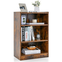 3-Tier Bookcase Open Display Rack Cabinet with Adjustable Shelves-Rustic Brown - - $2,444.95 MXN