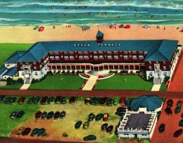 Wrightsville Beach North Carolina Ocean Terrace Hotel Aerial Linen Postcard S22 - $3.91