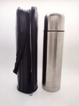Stainless Steel Vacuum Thermos Bottle with Strap Case ASCE Logo - $14.84