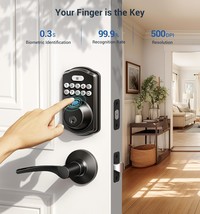 Veise Fingerprint Keyless Entry Door Lock with 2 Lever Handles KS02B Mat... - $39.59