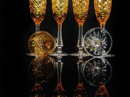 Faberge  Odessa Yellow Gold  Colored Crystal Champagne Flutes  NIB image 11