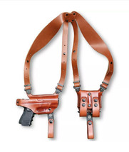 Fits Kimber 1911 4”BBL Leather Shoulder Holster Double Mag #1110# RH - £111.11 GBP