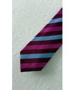 Charles Theory Men’s Silk Necktie Pink Blue Red Striped - £12.19 GBP