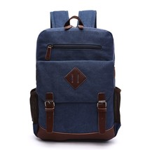 Mens Large Vintage Canvas Backpack School Laptop Bag Hiking Travel Rucksack - £56.32 GBP