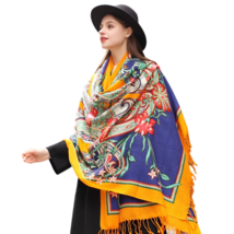 Anyyou Scarf 100% Merino Wool Gold  Silk Satin Large Winter Pashmina Shawl Banda - £69.35 GBP