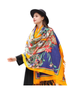 Anyyou Scarf 100% Merino Wool Gold  Silk Satin Large Winter Pashmina Sha... - $1,588.81 MXN
