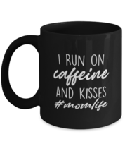 Mom Mugs I Run On Caffeine and Kisses Black-Mug  - £12.54 GBP