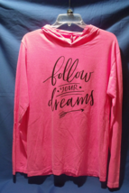 Women Comfort Colors NWT Bright Pink Long Sleeve Hooded T-Shirt Size S - $29.95