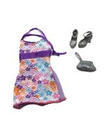 Mattel Barbie Fashion Floral Dress Purple, Pink Orange &amp; Blue With Shoes... - $8.95
