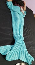 Mermaid Tail Knit Warm Sleeping Bag Wrap Blanket Teal Green - £11.98 GBP