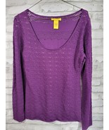 CATHERINE MALANDRINO Size Medium Women Purple Lined Lace Blouse Long Sle... - $24.60 CAD