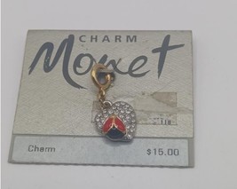 Vintage Monet Goldtone Rhinestone Heart and Ladybug Charm - $25.00