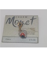 Vintage Monet Goldtone Rhinestone Heart and Ladybug Charm - $464.10 MXN
