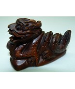 Vintage Japanese Detailed Hand-Carved Wooden Netsuke Fearsome Shoo Dog, ... - $1,311.47 MXN