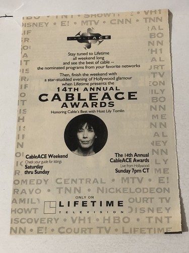 14th Annual Cable Ace Awards Vintage Print Ad Lily Thomlin TPA20 - £5.20 GBP