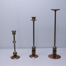 Lot of 3 Artisan Studio Brass Copper Mixed Metal Candle Sticks Lot B - £137.53 GBP