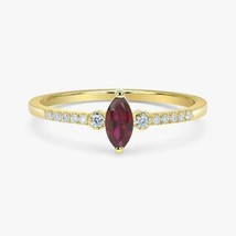 1.50 Karat Schöne Marquise Labor Erstellt Rosa Verlobungsring 14K Gelb Vergoldet - £72.06 GBP