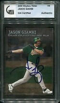 Jason Giambi Signed Auto 2000 Skybox Metal #136 Oakland A&#39;s Gai Slabbed - £26.93 GBP