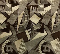 Larsen Toshibi Taupe Beige Geometric Velvet Upholstery Fabric 2.25 Yards 51&quot;W - £159.86 GBP