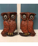 Lot of 2 Vintage 1970s Arnels Mold Hand Painted Ceramic Owl Wall Art 12”... - £47.61 GBP