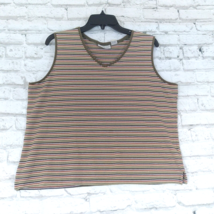 White Stag Womens Tank Top XL Green Brown Striped Stretch Cotton 90S Y2K - £15.72 GBP