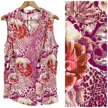 Soft Surroundings Womens M Sleeveless Top Floral Animal Print Summer Bea... - £19.22 GBP