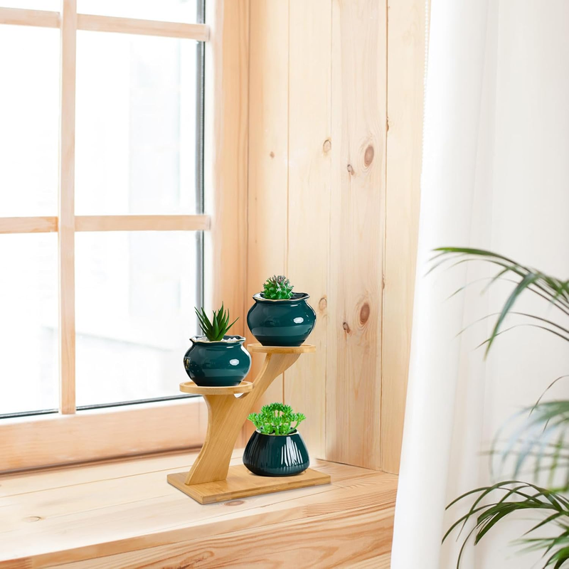 XXXFLOWER Bamboo Plant Stand ,3 Tiers Indoor Succulent Windowsill Shelf - Small  Item image 3