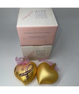 2 Avon Breast Cancer Crusade Awaren Glass Gold Heart Ornament Valentines... - $24.99